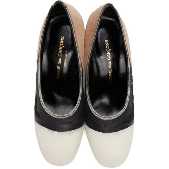 Comme des Garcons Colorblock Cowhide Heels 23.5 US 7 Multi Distressed Pumps $535 - Picture 11 of 11